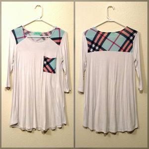 Filly Flair Plaid Pocket Tunic 3/4 Sleeves
